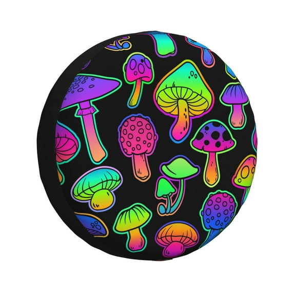 Bingfone Bright Mushrooms Spare Tire Cover Weatherproof Universal Wheel Protectors For Rv Camper Travel Trailer Suv Truck 16 Inch