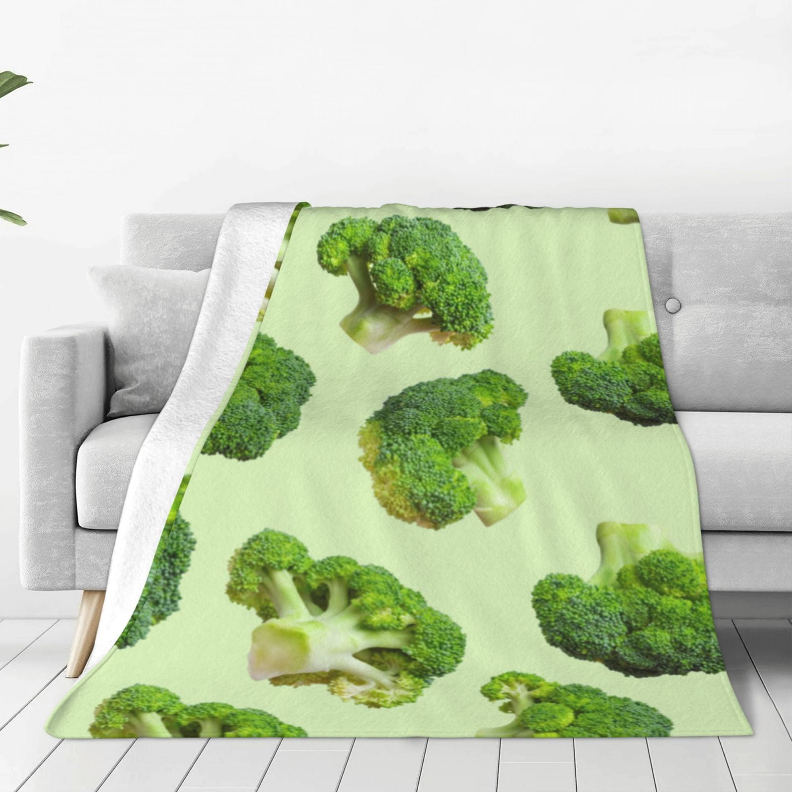 Bingfone Broccoli 3 Print Flannel Fleece Blanket Throw Blanket for Bed