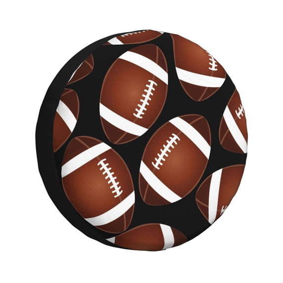 Bingfone Brown Football On Black Spare Tire Cover Weatherproof Universal Wheel Protectors For Rv Camper Travel Trailer Suv Truck 15 Inch