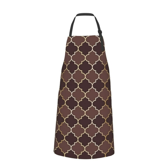 Bingfone Brown Gold Grid Apron Gifts For Men, Women Professional Grade Chef Apron For Kitchen,Bbq & Grill