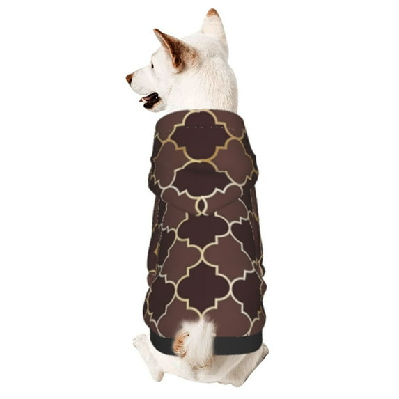 Bingfone Brown Gold Grid Dog Clothes Hoodie, Pet Winter Coat,Puppy Sweatshirts For Small Dogs Boy Girl,Suitable For All Breeds-Small