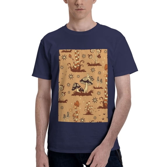 Bingfone Brown Mushrooms Men'S Loose Fit Short-Sleeve Pocket T-Shirt