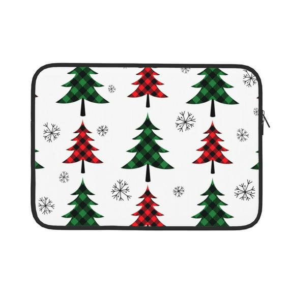 Bingfone Buffalo Plaid Christmas Trees Laptop Sleeve Case 13 Inch, 360° Protective Computer Carrying Bag
