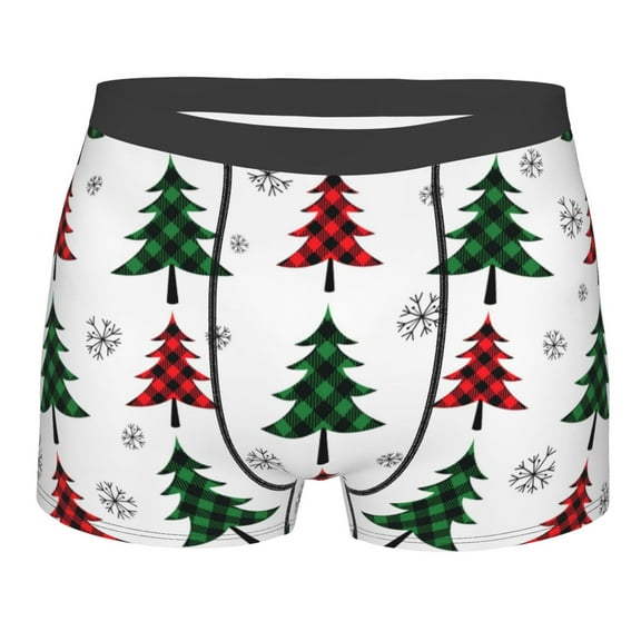 Bingfone Buffalo Plaid Christmas Trees Men'S Underwear - Casual Stretch Boxer Briefs-Small