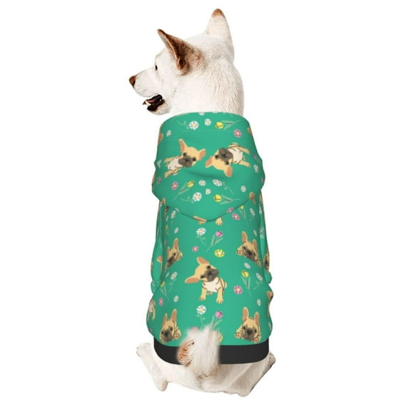 Bingfone Bulldog Puppy Flower Dog Clothes Hoodie, Pet Winter Coat,Puppy Sweatshirts for Small Dogs Boy Girl,Suitable for All Breeds-X-Large