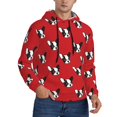 thumbnail image 1 of Bingfone Bulldog Red Men's Drawstring Hoodie Long Sleeve Pocket Sweatshirts-Medium, 1 of 6
