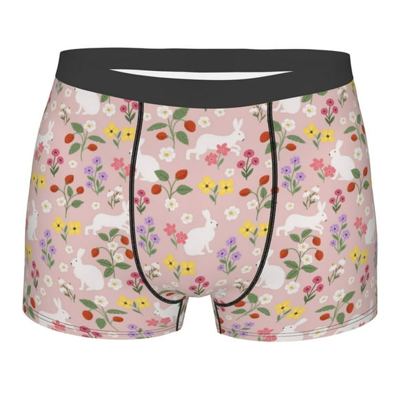 Bingfone Bunny And Flower Men's Underwear - Casual Stretch Boxer Briefs-Small