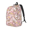 thumbnail image 1 of Bingfone Bunny And Flower Print Canvas College Laptop Backpack, Large Capacity Lightweight College Bookbag Casual Daypack-Medium, 1 of 5