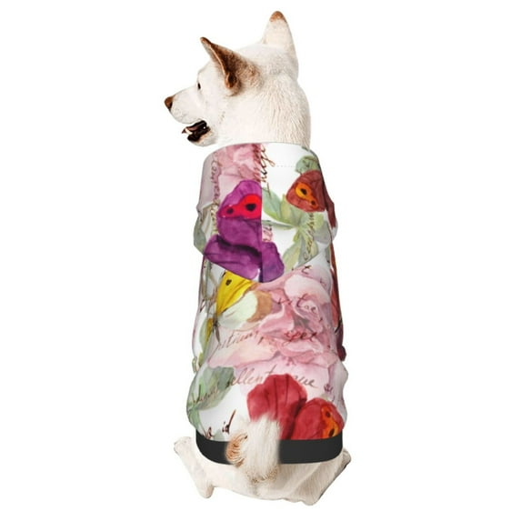 Bingfone Butterflies And Vintage Dog Clothes Hoodie, Pet Winter Coat,Puppy Sweatshirts For Small Dogs Boy Girl,Suitable For All Breeds-Medium