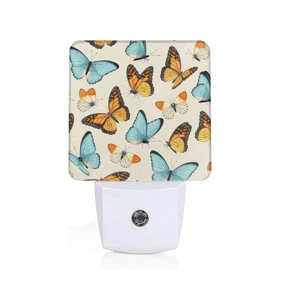 Bingfone Butterflies Print Night Lights Plug into Wall,Dusk to Dawn,Bright Nightlight Auto-On/Off, for Adults Kids Room Bedroom Bathroom Hallway Kitchen