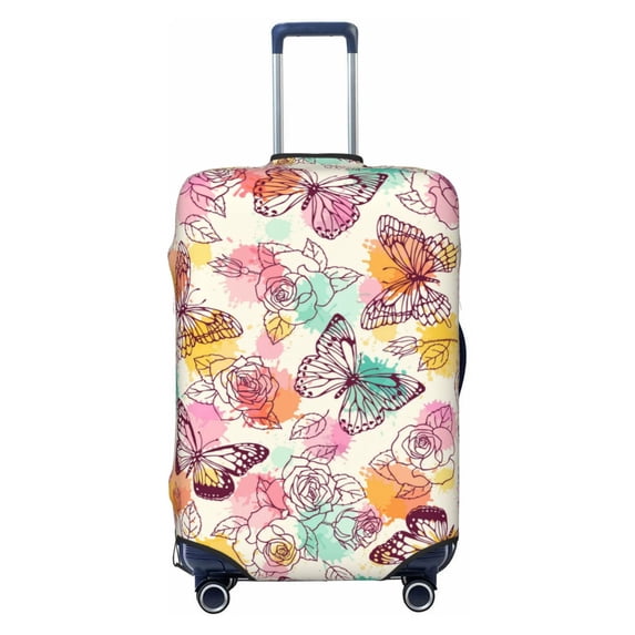 Bingfone Butterflies and Roses Luggage Cover Washable Suitcase Cover Protector Anti-scratch Suitcase cover Fits 18-32 inch Luggage