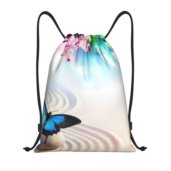 Bingfone Butterfly In Blossoms Zen Drawstrings Backpacks Bags For Men Women Gym Drawstrings Bag