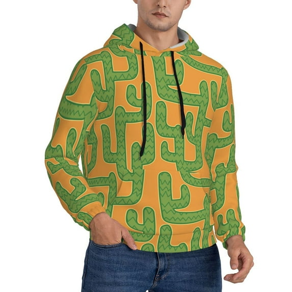 Bingfone Cactus 2 Men's Drawstring Hoodie Long Sleeve Pocket Sweatshirts-X-Large
