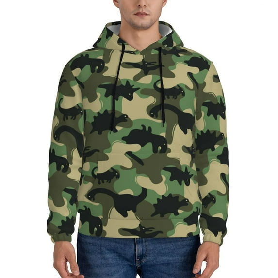 Bingfone Camouflage Dinosaur Men'S Drawstring Hoodie Long Sleeve Pocket Sweatshirts-3x-Large