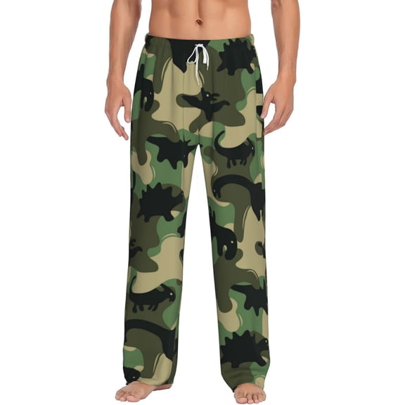 Bingfone Camouflage Dinosaur Mens All Over Print Sleep Pajama Pants-Small