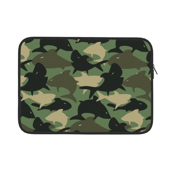 Bingfone Camouflage Shark Laptop Sleeve Case 13 Inch, 360° Protective Computer Carrying Bag