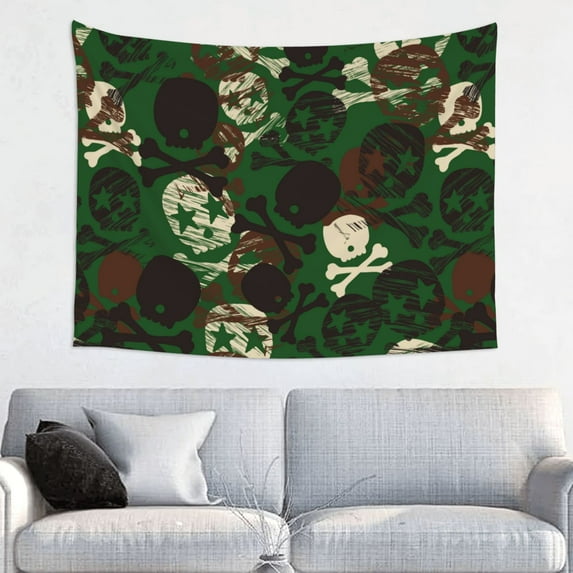 Bingfone Camouflage Skull Tapestry Wall Hanging Decor for Living Room Bedroom Dorm Classroom Office Decor 29x37 Inch