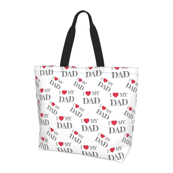Bingfone Canvas Tote Bag For Women With Inner Pocket Aesthetic Cute Shopping Tote Bags Reusable Grocery Bags-I Love My Dad