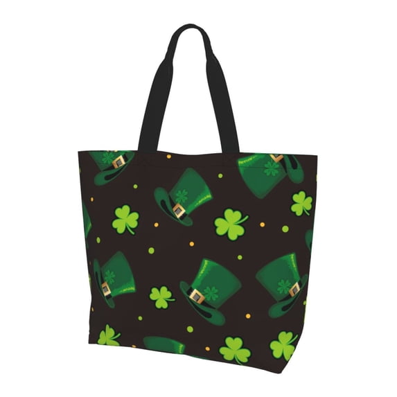 Bingfone Canvas Tote Bag For Women With Inner Pocket Aesthetic Cute Shopping Tote Bags Reusable Grocery Bags-St. Patrick'S Day8