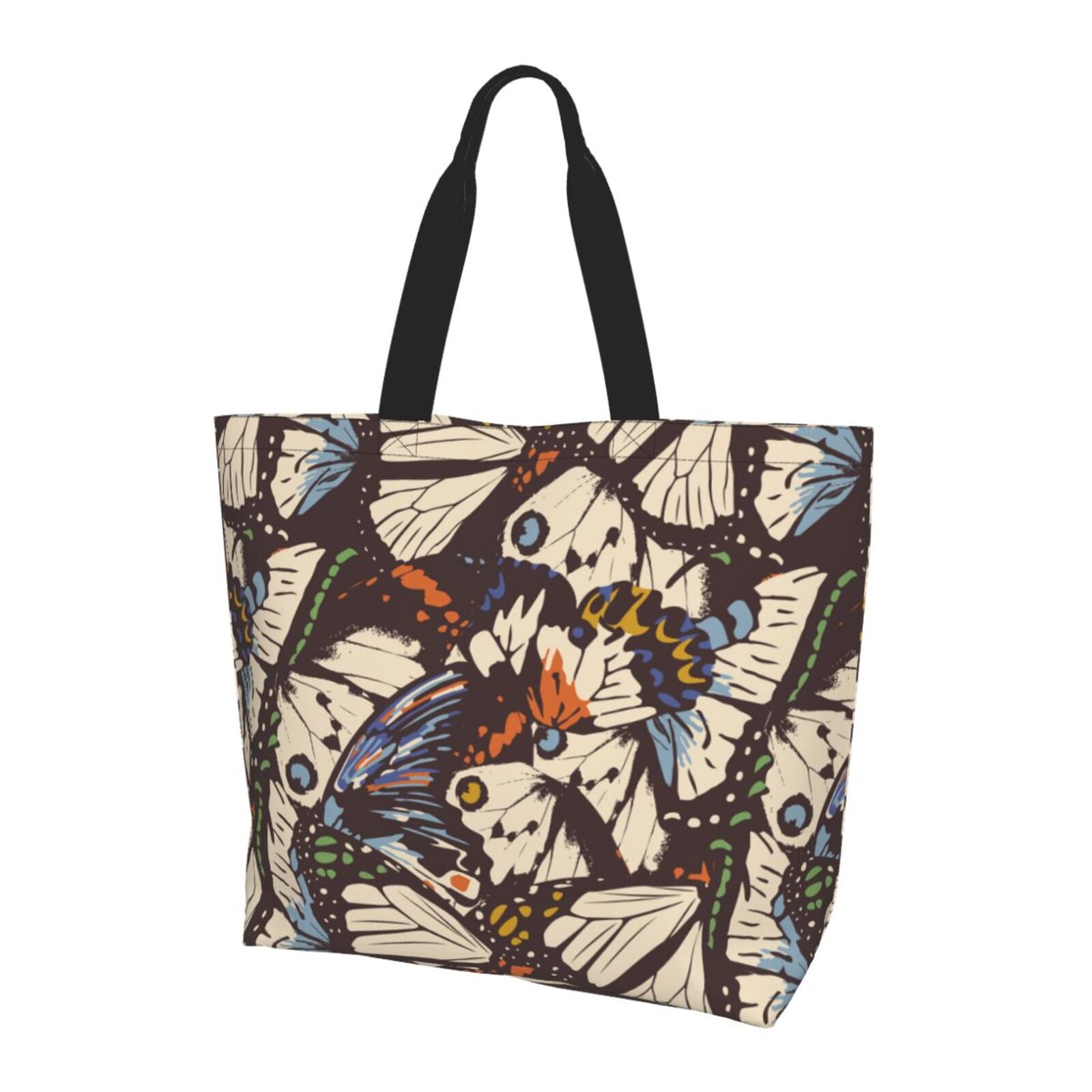Aesthetic Canvas Tote Bag For Women - Large Reusable Shopping Bag With Magnetic Buckle & Inner Zipper Pocket