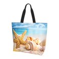 thumbnail image 1 of Bingfone Canvas Tote Bag for Women with Inner Pocket Aesthetic Cute Shopping Tote Bags Reusable Grocery Bags-Beach Starfish Shell, 1 of 9