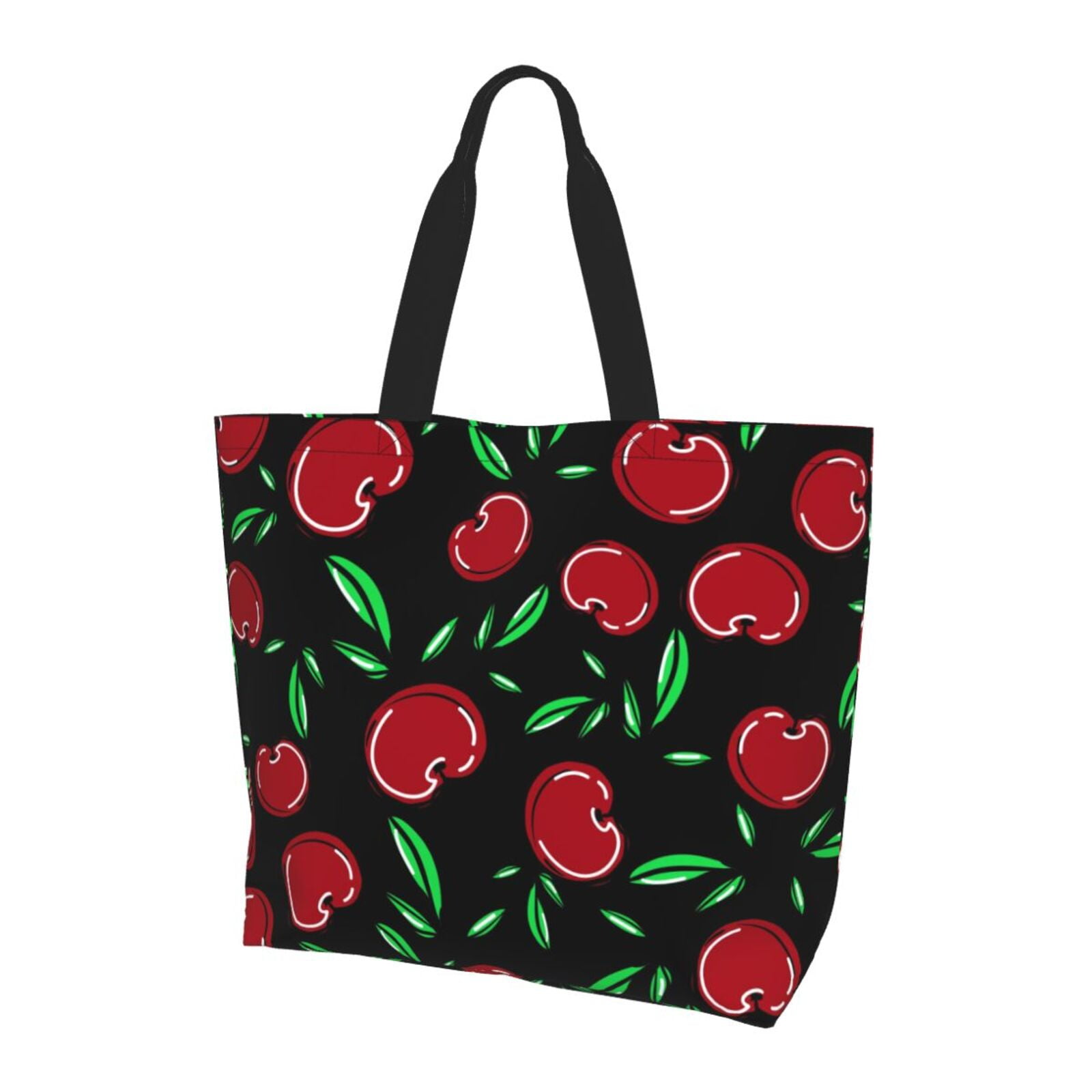 LZYRF Canvas Tote Bag For Women - Double Sided Print, Reusable Grocery Bag With Pockets & Snaps