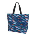 thumbnail image 1 of Bingfone Canvas Tote Bag for Women with Inner Pocket Aesthetic Cute Shopping Tote Bags Reusable Grocery Bags- Colorful Fish 3, 1 of 1
