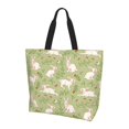 thumbnail image 1 of Bingfone Canvas Tote Bag for Women with Inner Pocket Aesthetic Cute Shopping Tote Bags Reusable Grocery Bags- Cute Rabbit And Flower, 1 of 8