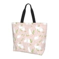 thumbnail image 1 of Bingfone Canvas Tote Bag for Women with Inner Pocket Aesthetic Cute Shopping Tote Bags Reusable Grocery Bags- Rabbit, 1 of 8