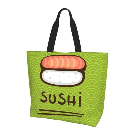 Bingfone Canvas Tote Bag for Women with Inner Pocket Aesthetic Cute Shopping Tote Bags Reusable Grocery Bags-Fresh Sushi