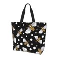 thumbnail image 1 of Bingfone Canvas Tote Bag for Women with Inner Pocket Aesthetic Cute Shopping Tote Bags Reusable Grocery Bags-Honey Bees at Night, 1 of 9