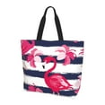 thumbnail image 1 of Bingfone Canvas Tote Bag for Women with Inner Pocket Aesthetic Cute Shopping Tote Bags Reusable Grocery Bags-Pink Flamingos, 1 of 9