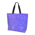 thumbnail image 1 of Bingfone Canvas Tote Bag for Women with Inner Pocket Aesthetic Cute Shopping Tote Bags Reusable Grocery Bags- Purple Glitter, 1 of 1