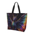 thumbnail image 1 of Bingfone Canvas Tote Bag for Women with Inner Pocket Aesthetic Cute Shopping Tote Bags Reusable Grocery Bags- Rainbow Wings Majestic Dragon, 1 of 8