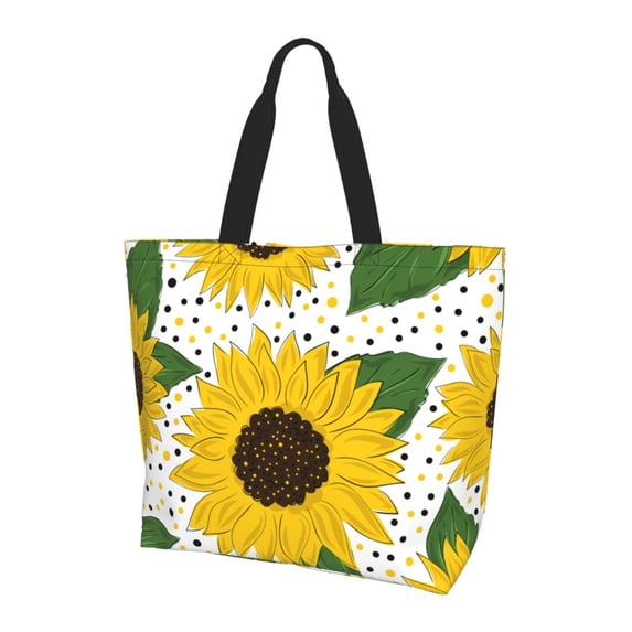 Bingfone Canvas Tote Bag for Women with Inner Pocket Aesthetic Cute Shopping Tote Bags Reusable Grocery Bags-Sunflowers