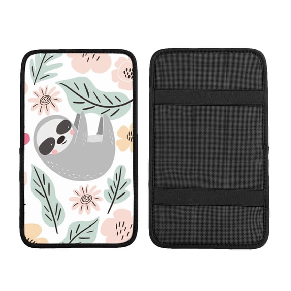 Bingfone Car Four-Season Universal Armrest Box Mat,Car Armrest Seat Cover Center Console Mat-Cute Cartoon Sloth