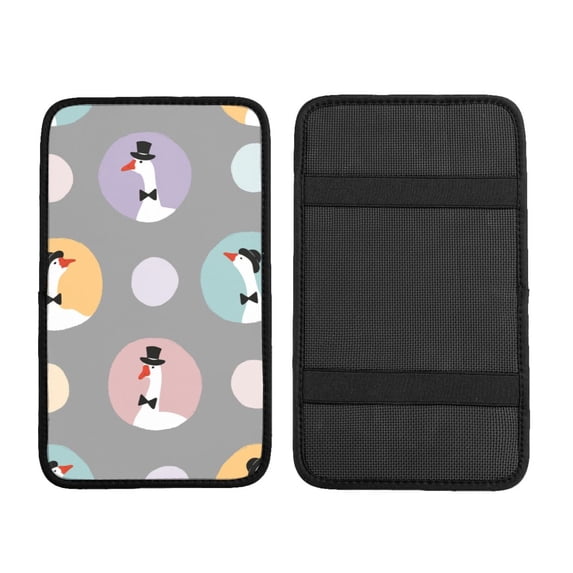 Bingfone Car Four-Season Universal Armrest Box Mat,Car Armrest Seat Cover Center Console Mat-Cute Geese