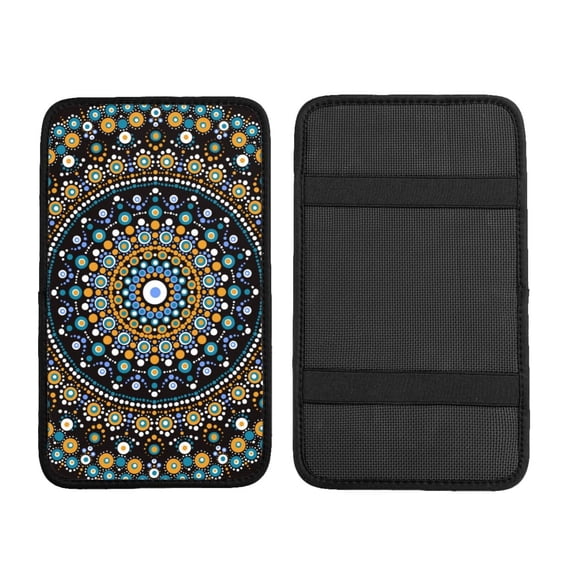 Bingfone Car Four-Season Universal Armrest Box Mat,Car Armrest Seat Cover Center Console Mat-Dot Mandala