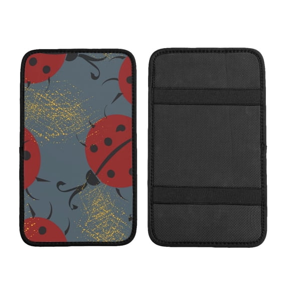 Bingfone Car Four-Season Universal Armrest Box Mat,Car Armrest Seat Cover Center Console Mat-Ladybug