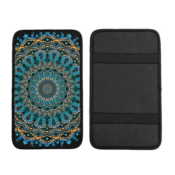 Bingfone Car Four-Season Universal Armrest Box Mat,Car Armrest Seat Cover Center Console Mat-Mandala