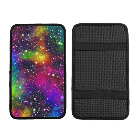 Bingfone Car Four-Season Universal Armrest Box Mat,Car Armrest Seat Cover Soft Leather Waterproof Armrest Cover Center Console Mat-Bright Universe