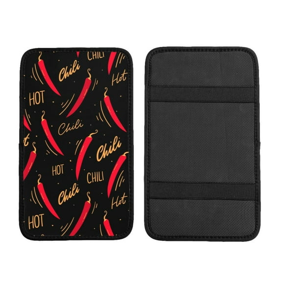 Bingfone Car Four-Season Universal Armrest Box Mat,Car Armrest Seat Cover Soft Leather Waterproof Armrest Cover Center Console Mat-Hot Chili