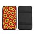 thumbnail image 1 of Bingfone Car Four-Season Universal Armrest Box Mat,Car Armrest Seat Cover Soft Leather Waterproof Armrest Cover Center Console Mat-Sunflowers On Red, 1 of 7