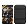 thumbnail image 1 of Bingfone Car Four-Season Universal Armrest Box Mat,Car Armrest Seat Cover Soft Leather Waterproof Armrest Cover Center Console Mat-Gold Pattern Black Skull, 1 of 7