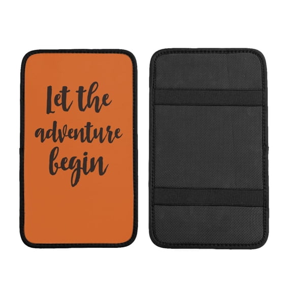 Bingfone Car Four-Season Universal Armrest Box Mat,Car Armrest Seat Cover Soft Leather Waterproof Armrest Cover Center Console Mat-Let The Adventure Begin