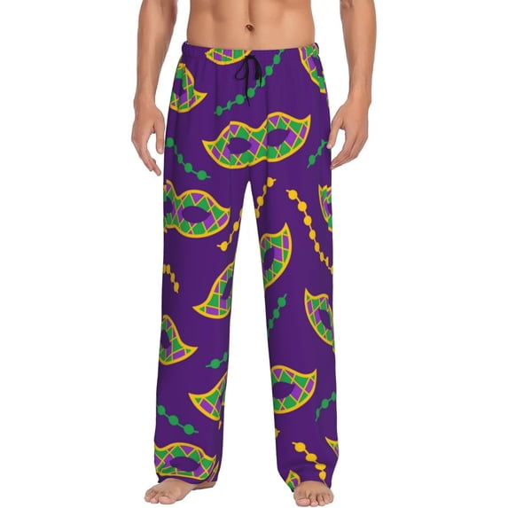 Bingfone Carnival Masks And Beads Mens All Over Print Sleep Pajama Pants-Large