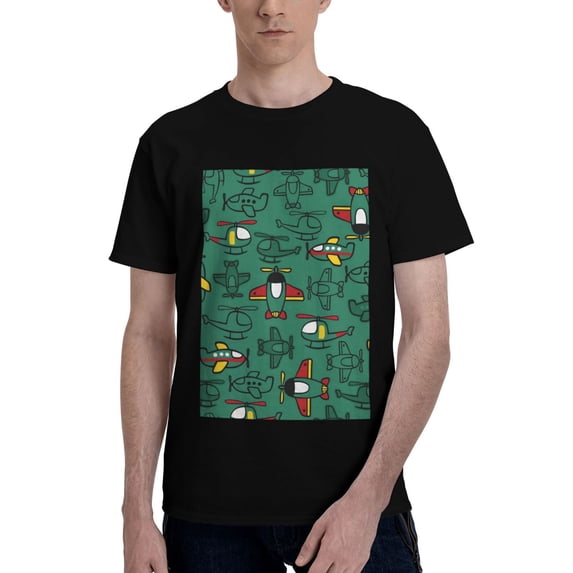 Bingfone Cartoon Air Transportation Men'S Loose Fit Short-Sleeve Pocket T-Shirt