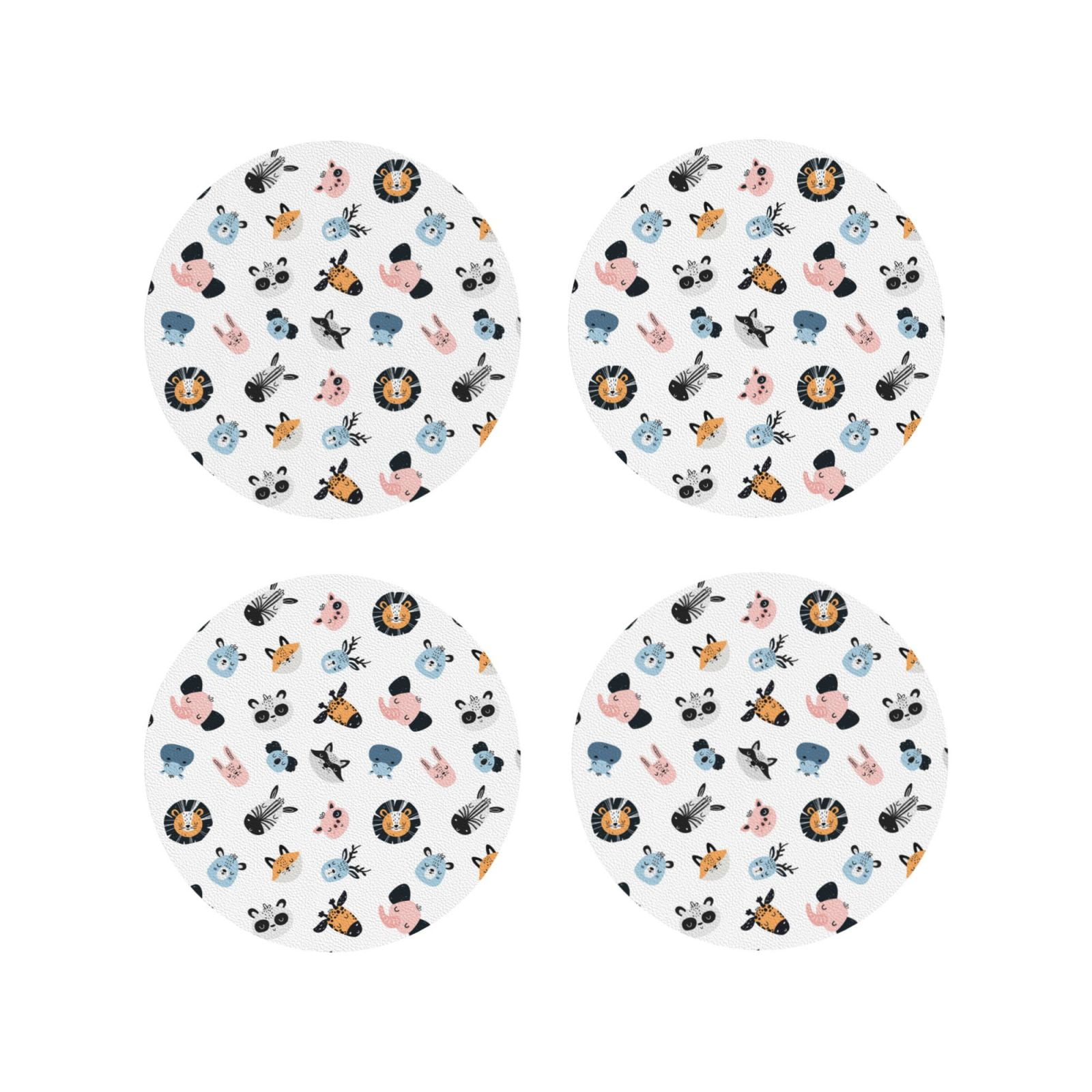 Bingfone Cartoon Animals Personalized Coaster Set 4 for Drinks Coffee
