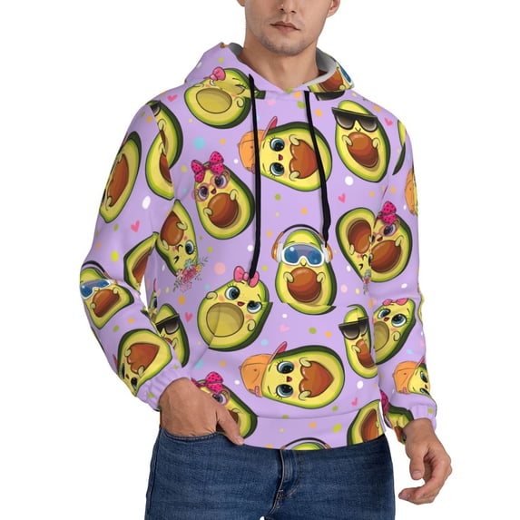 Bingfone Cartoon Avocados Men's Drawstring Hoodie Long Sleeve Pocket Sweatshirts-X-Large