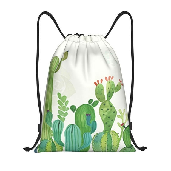 Bingfone Cartoon Cactus Drawstrings Backpacks Bags For Men Women Gym Drawstrings Bag